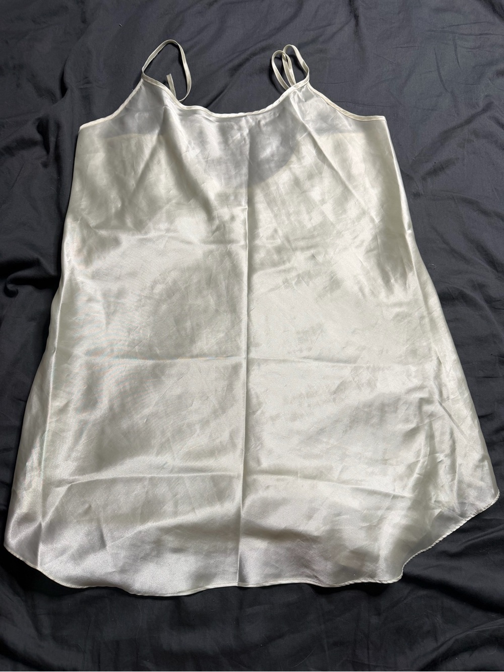 Basic Editions ivory satin chemise slip